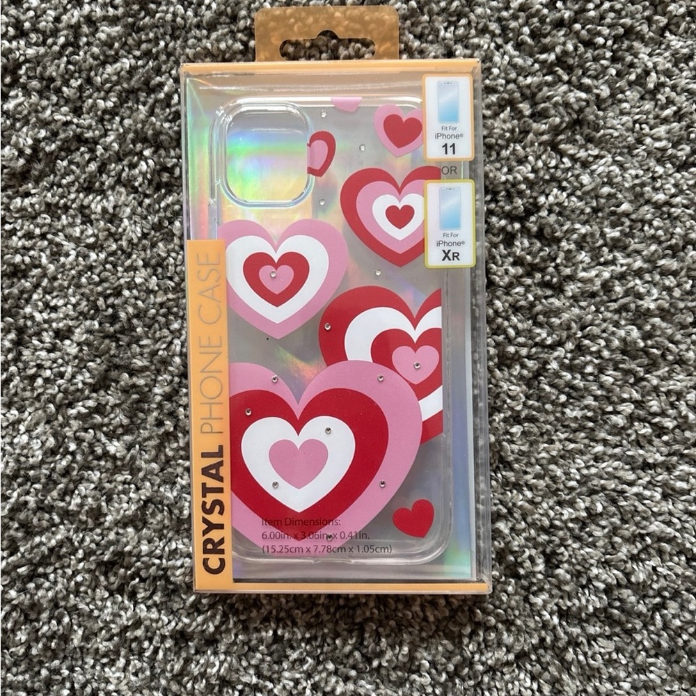 Crystal Heart Phone Case for iPhone 11/XR - Pink and Red